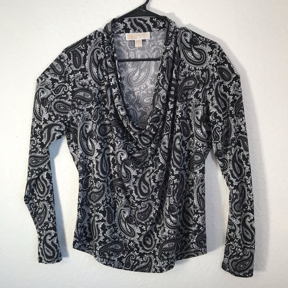 Michael Kors Long sleeve cowl neck print blouse
